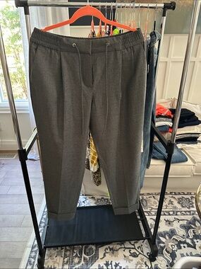 Massimo Dutti Charcoal Drawstring Ankle Pants